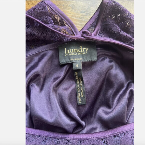 Laundry by Shelli Segal Purple Lace Sheath Overlay Dress with Slip - Size 6 - Picture 5 of 12